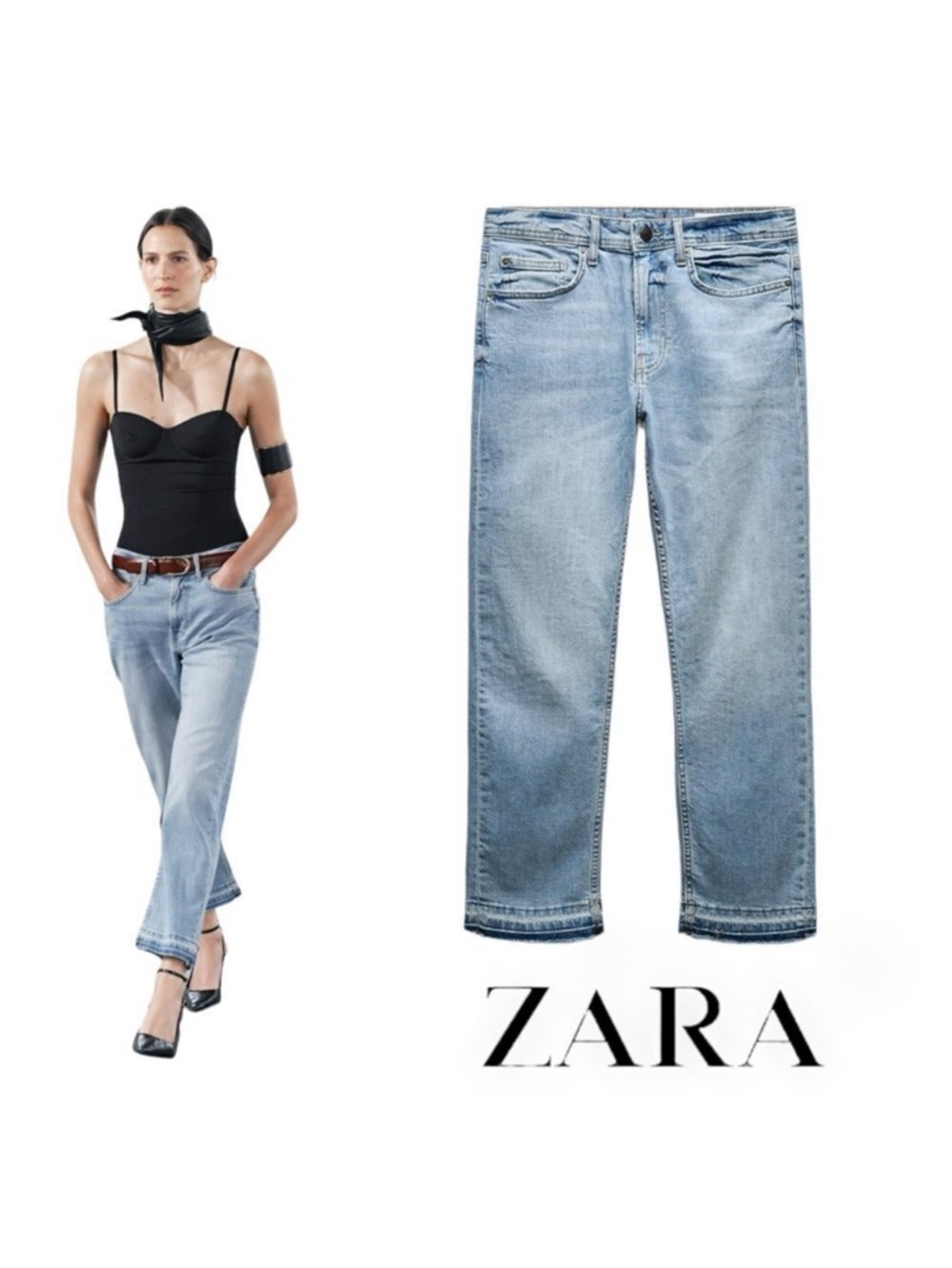 ZARA Blue | RELAXED SLIM MID WAIST JEANS ZW COLLECTION SZ 6 NWT